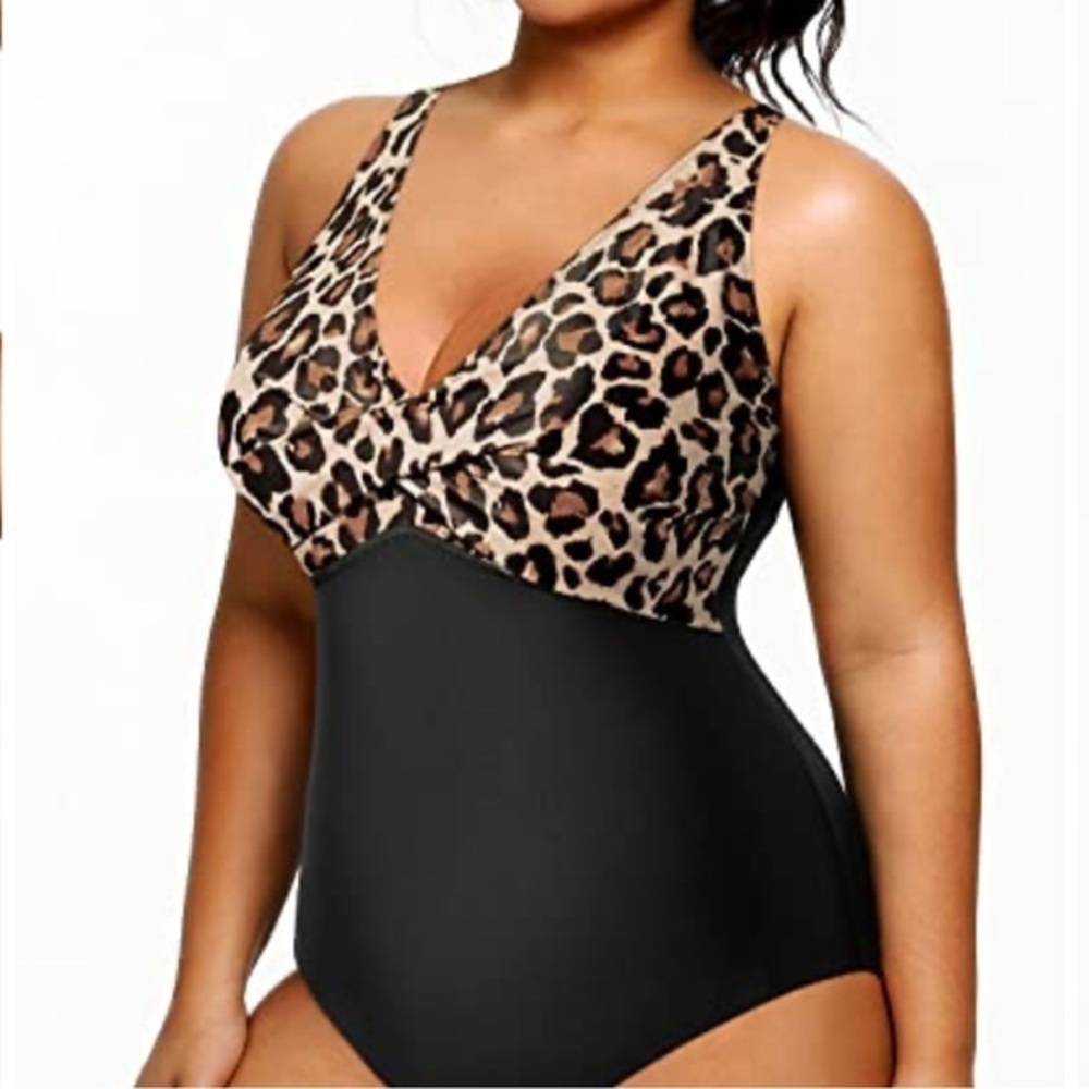EOMENIE woman's Leopard Print back tie bathing suit size large